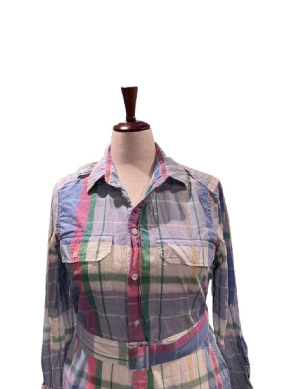 Ralph Lauren Plaid Button Front Maxi Shirt Dress Belted Long Sleeve Preppy (M/L) - Picture 3 of 16